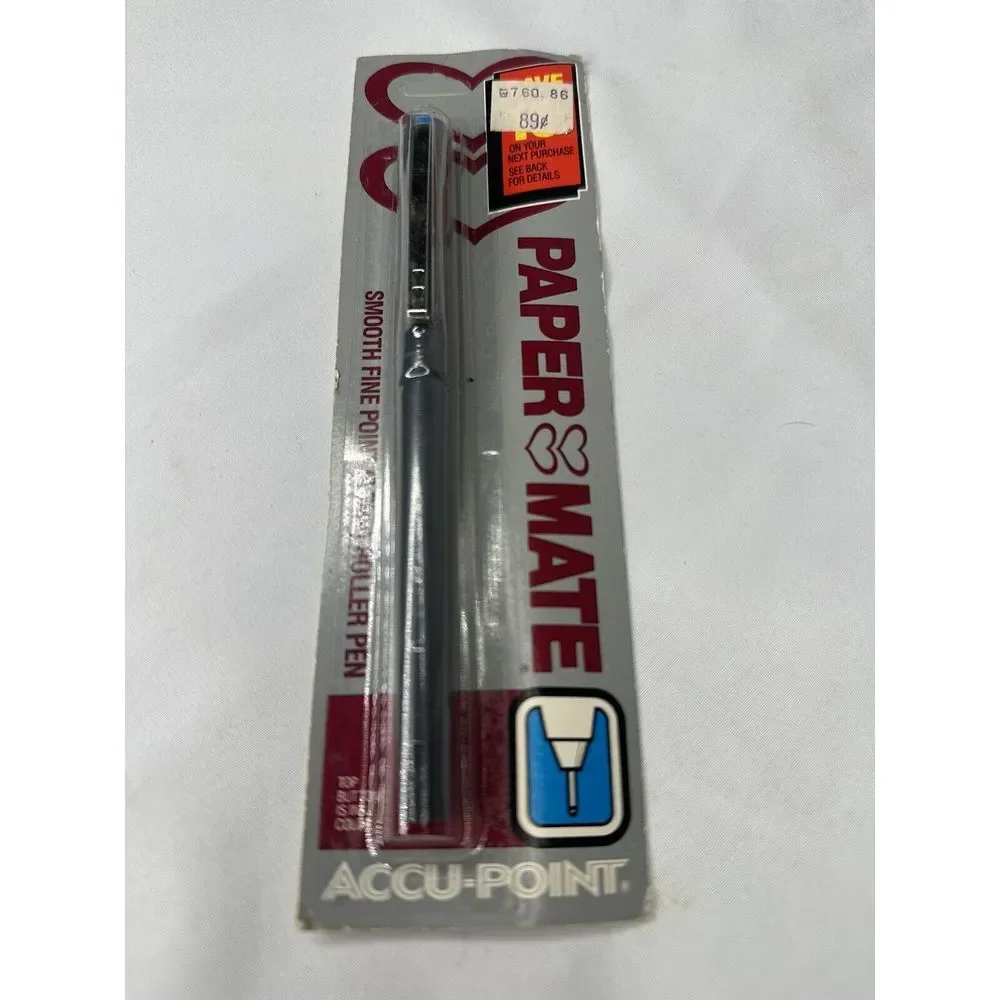 Papermate Accu-point Double‎ Heart NOS new Blue Ink Pen Roller Fine 1984 4044